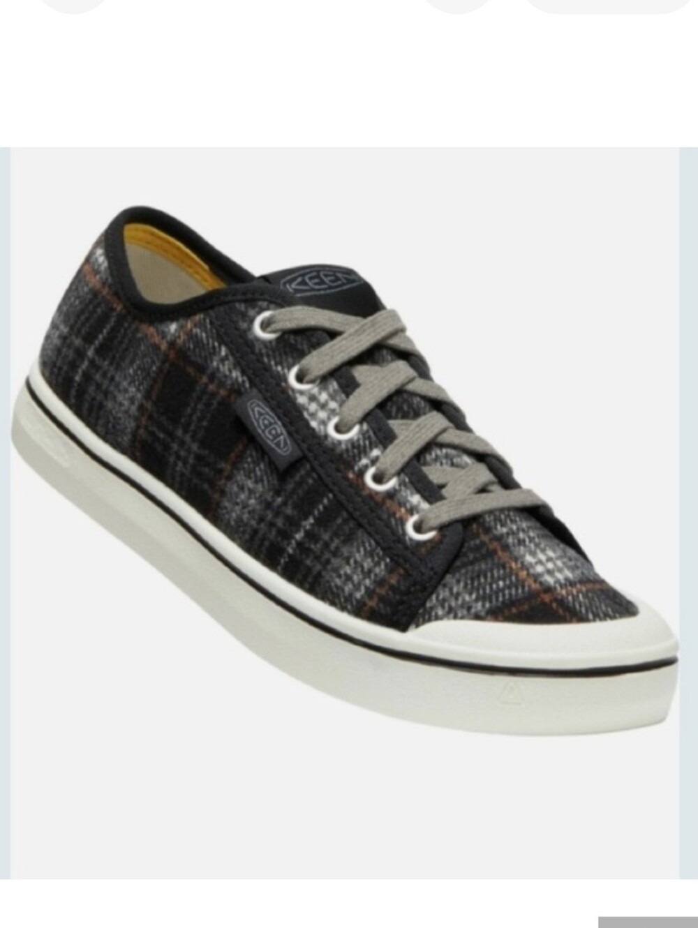 Keen Elsa V Sneaker Black Steel Grey Plaid Size 7.5 Casual Ligthweight